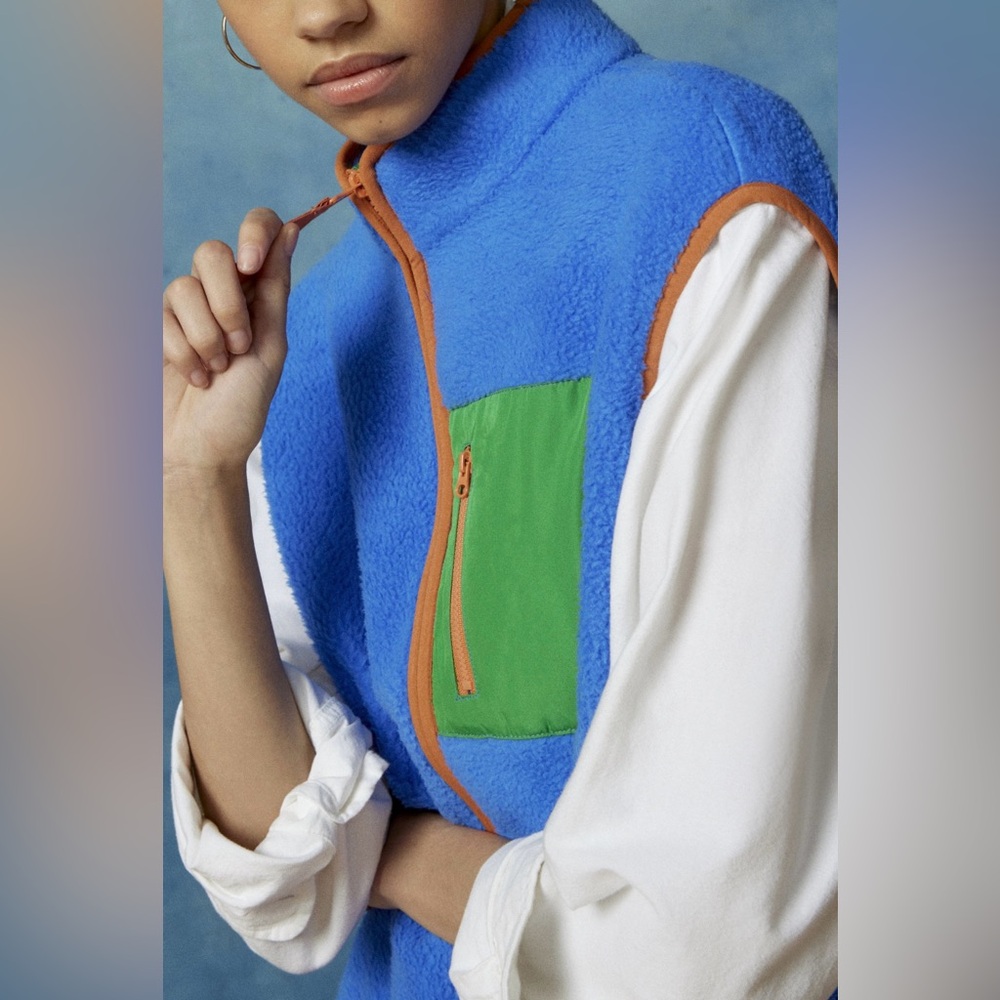 BDG Blue and Green Vest with Orange Accents